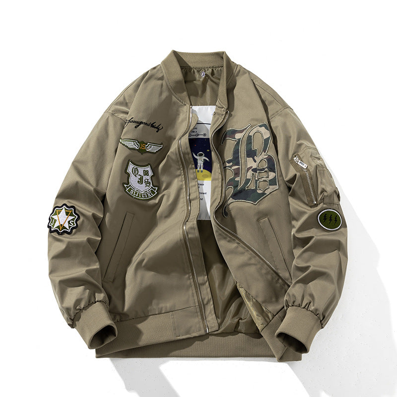 🔥𝔾𝕣𝕠𝕦𝕟𝕕⇔ℤ𝕖𝕣𝕠®(現貨特價)秋冬新款vintage防風MA-1復古迷彩字飛行外套