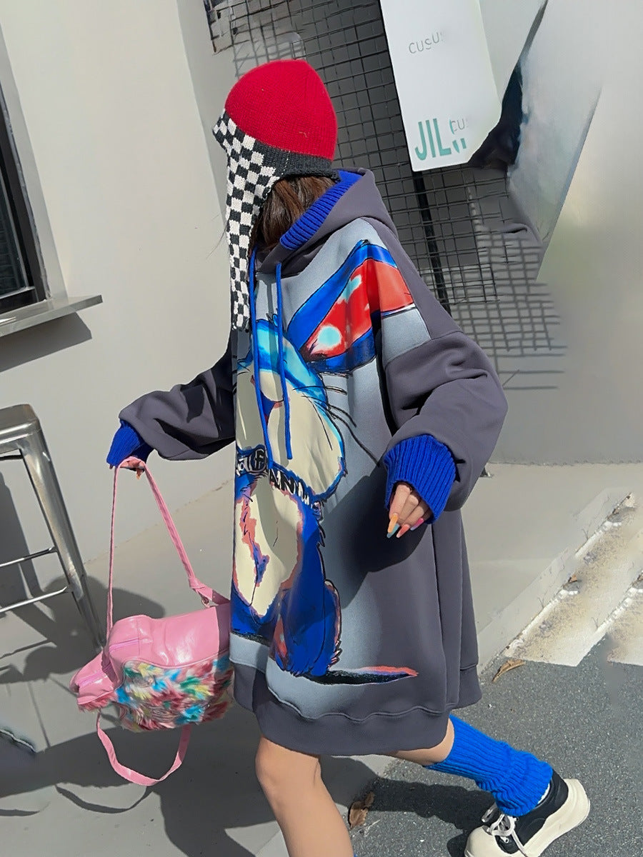 🄶🅁🄾🅄🄽🄳♾🅉🄴🅁🄾2025♾ 4無性別穿搭OverSize美式寬鬆加大中性大笑兔大學長袖T-SHIRT(加絨)現貨