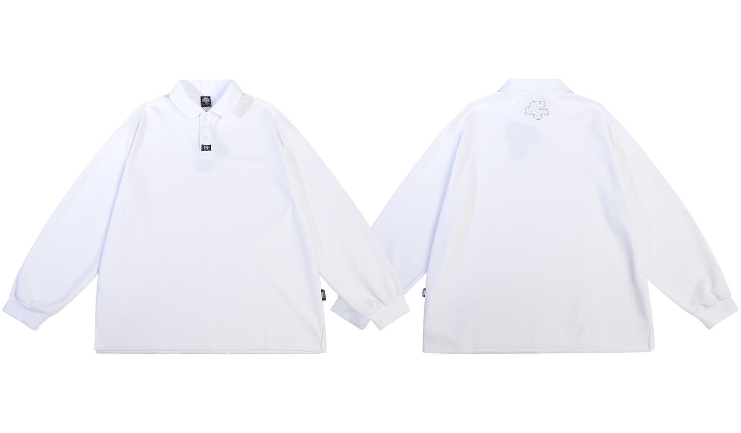 𝔾𝕣𝕠𝕦𝕟𝕕ℤ𝕖𝕣𝕠🎭♠墨西哥♠匪幫⚂24-25⚅早秋系列美式嘻哈上衣電繡翻領長袖6色Polo衫