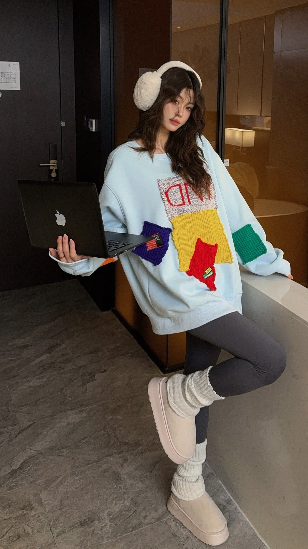 🄶🅁🄾🅄🄽🄳♾🅉🄴🅁🄾25-26SS♾無性別穿搭OverSize美式新款不規則補丁圓領長袖上衣T-SHIRT