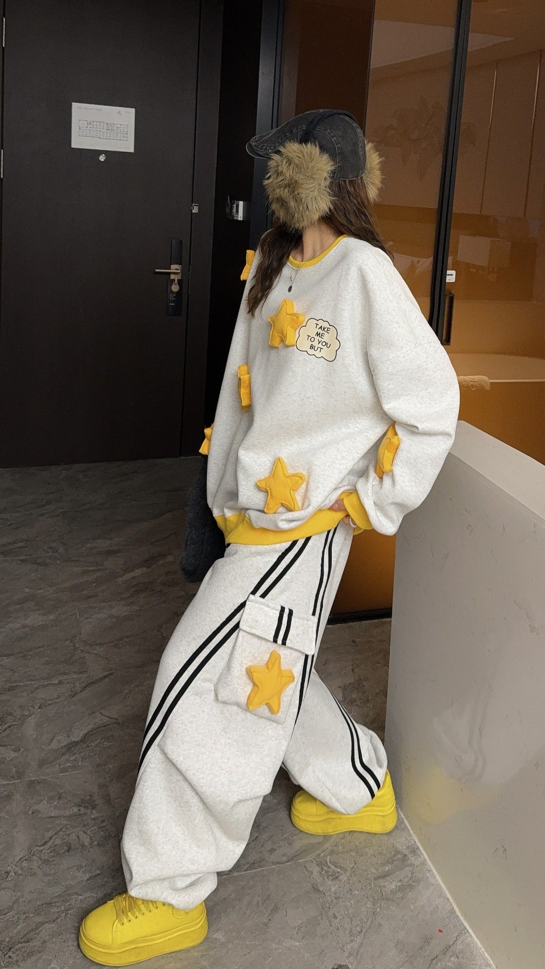 🄶🅁🄾🅄🄽🄳♾🅉🄴🅁🄾25-26SS♾無性別穿搭OverSize美式新款立體星星雙色圓領長袖運動套裝