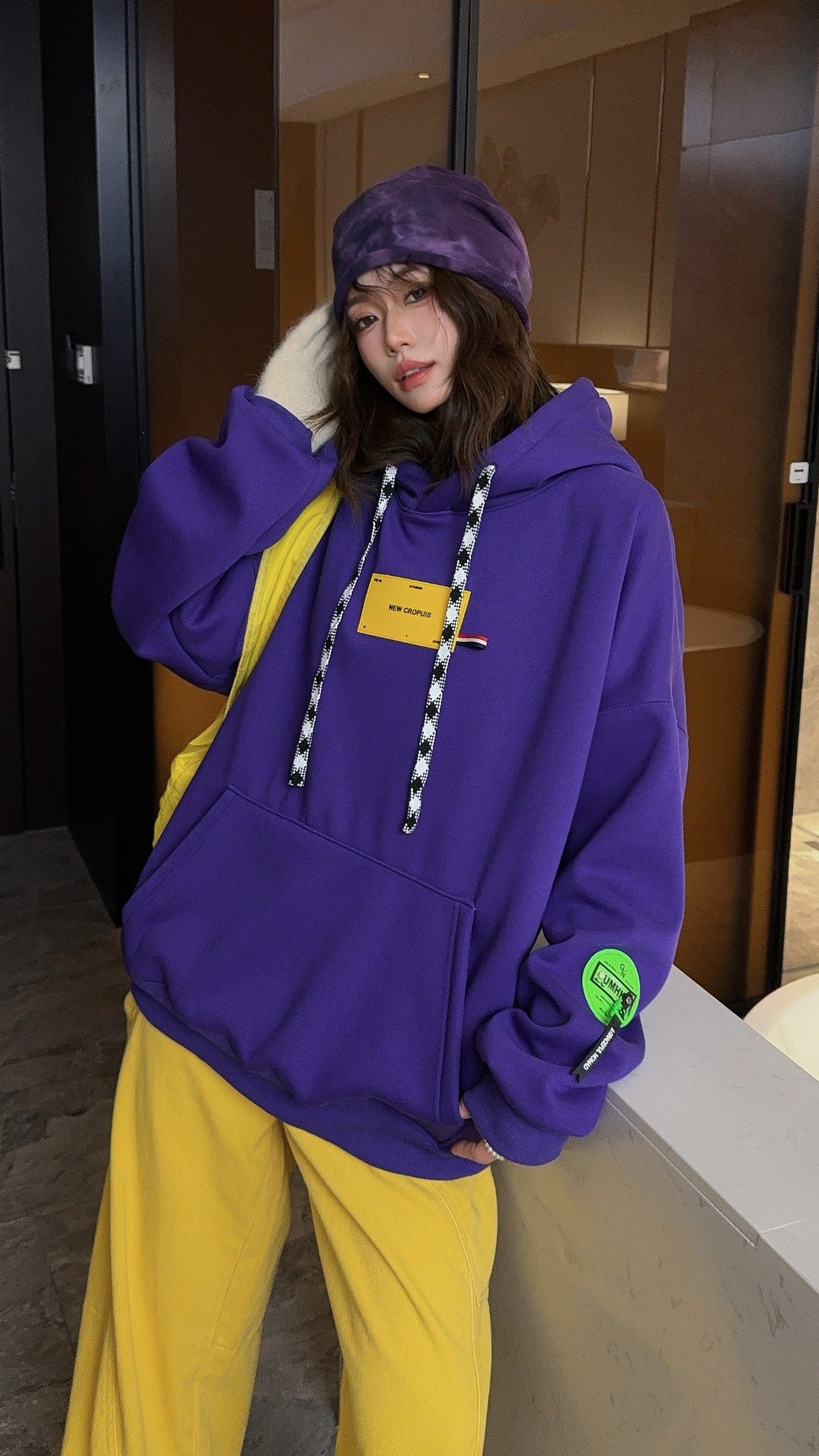 🄶🅁🄾🅄🄽🄳♾🅉🄴🅁🄾25-26SS♾無性別穿搭OverSize美式新款拼接卡通狗狗連帽長袖上衣T-SHIRT