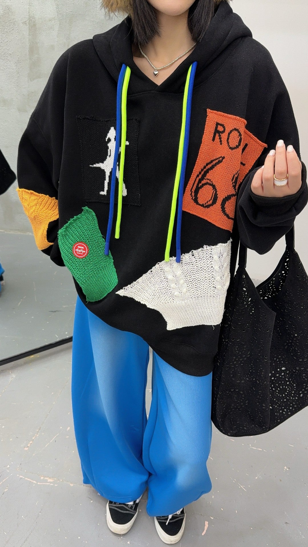 🄶🅁🄾🅄🄽🄳♾🅉🄴🅁🄾25-26SS♾無性別穿搭OverSize美式新款寬鬆拼布補丁連帽長袖T-SHIRT(加厚加絨)🔥