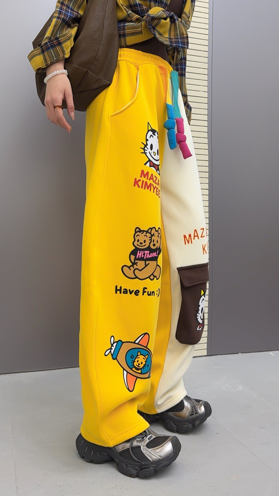 🄶🅁🄾🅄🄽🄳♾🅉🄴🅁🄾25-26SS♾無性別穿搭OverSize美式新款雙色卡通動物束口休閒長褲