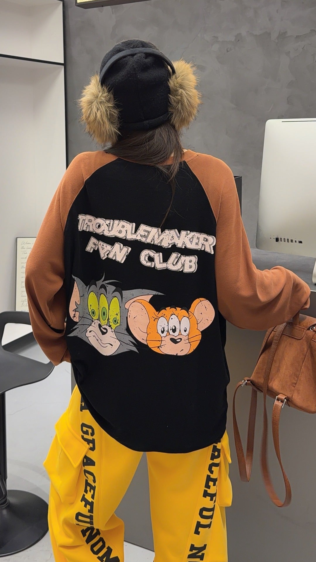 🄶🅁🄾🅄🄽🄳♾🅉🄴🅁🄾25-26SS♾無性別穿搭OverSize美式新款雙色貓貓鼠鼠長袖上衣T-SHIRT