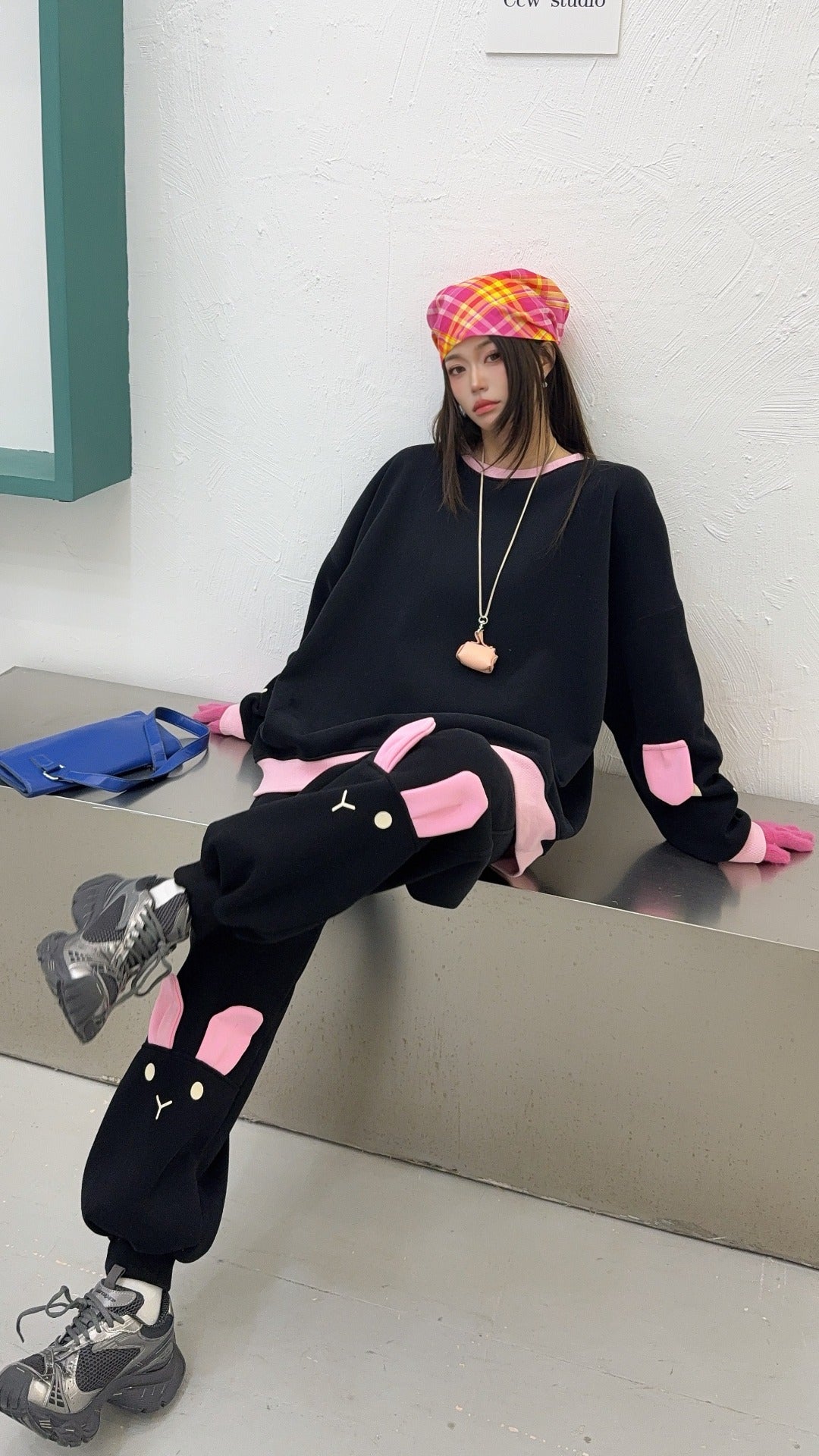 🄶🅁🄾🅄🄽🄳♾🅉🄴🅁🄾25-26SS♾無性別穿搭OverSize美式新款雙色兔兔長袖運動套裝(加厚加絨)🔥
