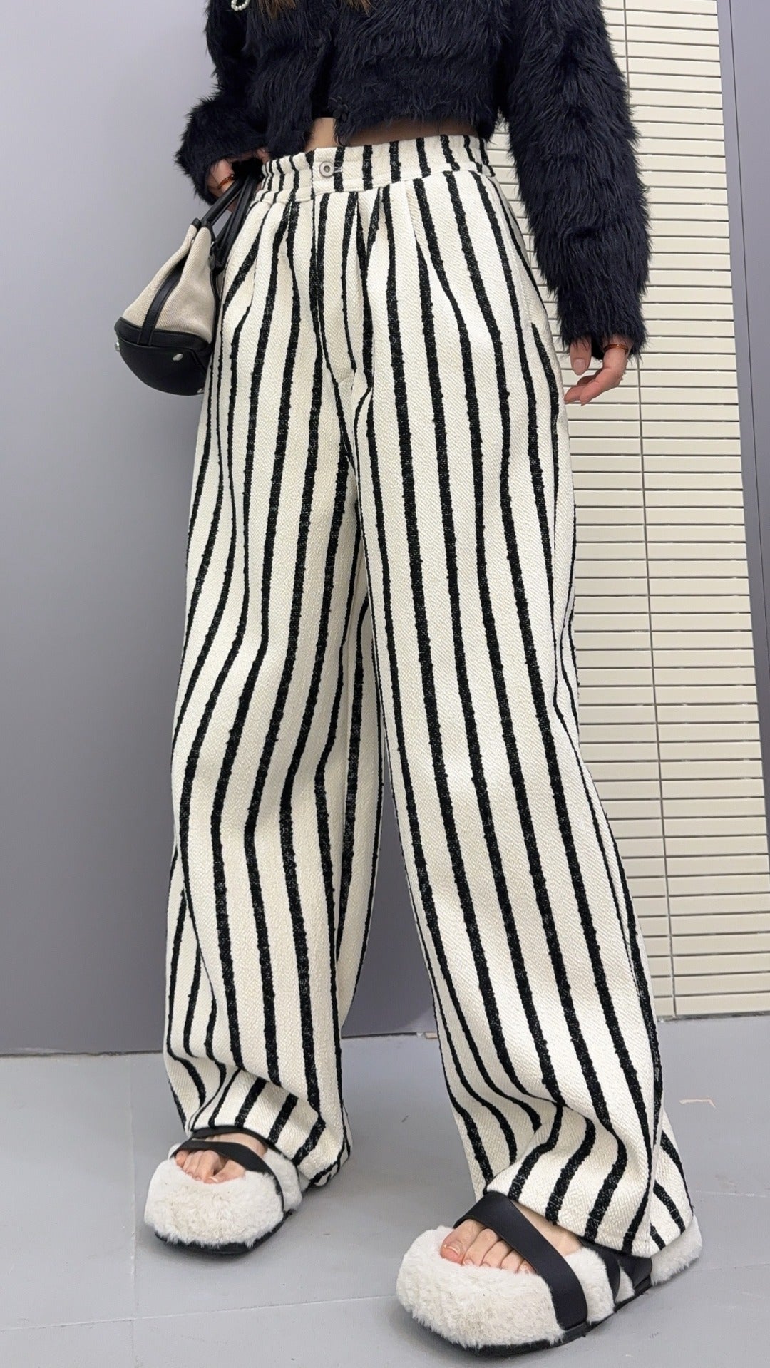 🄶🅁🄾🅄🄽🄳♾🅉🄴🅁🄾25-26SS♾無性別穿搭OverSize美式新款直條紋個性毛巾布休閒長褲