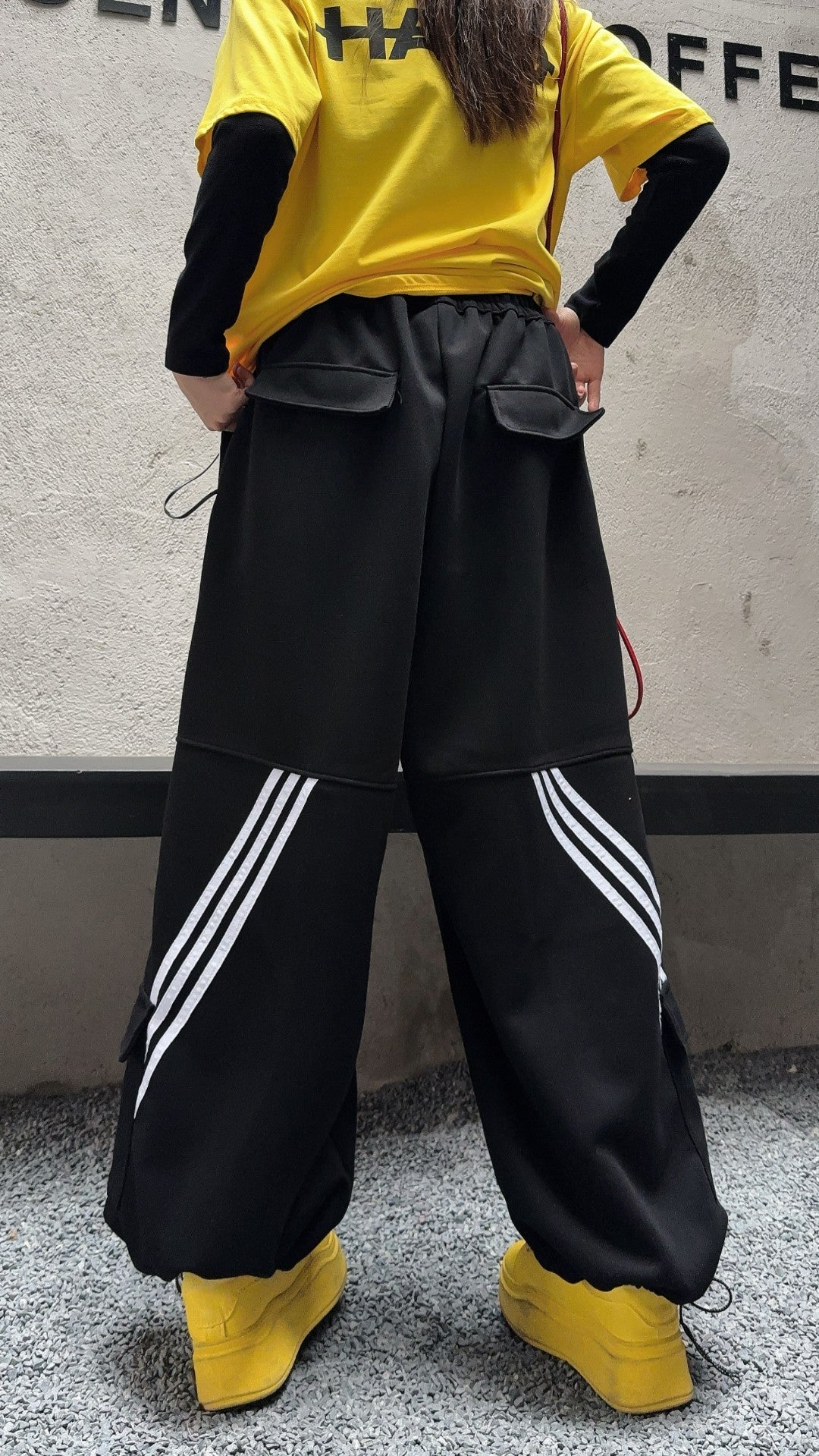 🄶🅁🄾🅄🄽🄳♾🅉🄴🅁🄾25-26SS♾無性別穿搭OverSize美式新款條紋多口袋寬口長褲(現貨優惠)