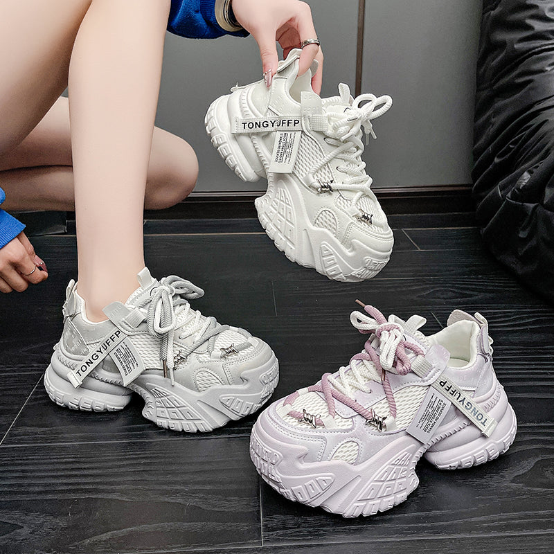 𝔾𝕣𝕠𝕦𝕟𝕕ℤ𝕖𝕣𝕠®-Flexing-shoes✥2025年✥美式夏季新款刺絲網造型增高7CM休閒老爹鞋(35-40號)6611