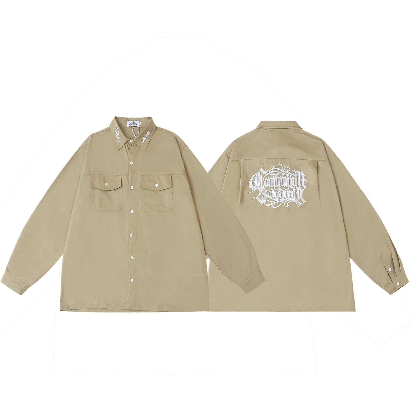 𝔾𝕣𝕠𝕦𝕟𝕕ℤ𝕖𝕣𝕠🎭♠墨西哥♠匪幫⚂24-25⚅早秋系列美式嘻哈高磅數電繡字工裝長袖寬鬆襯衫