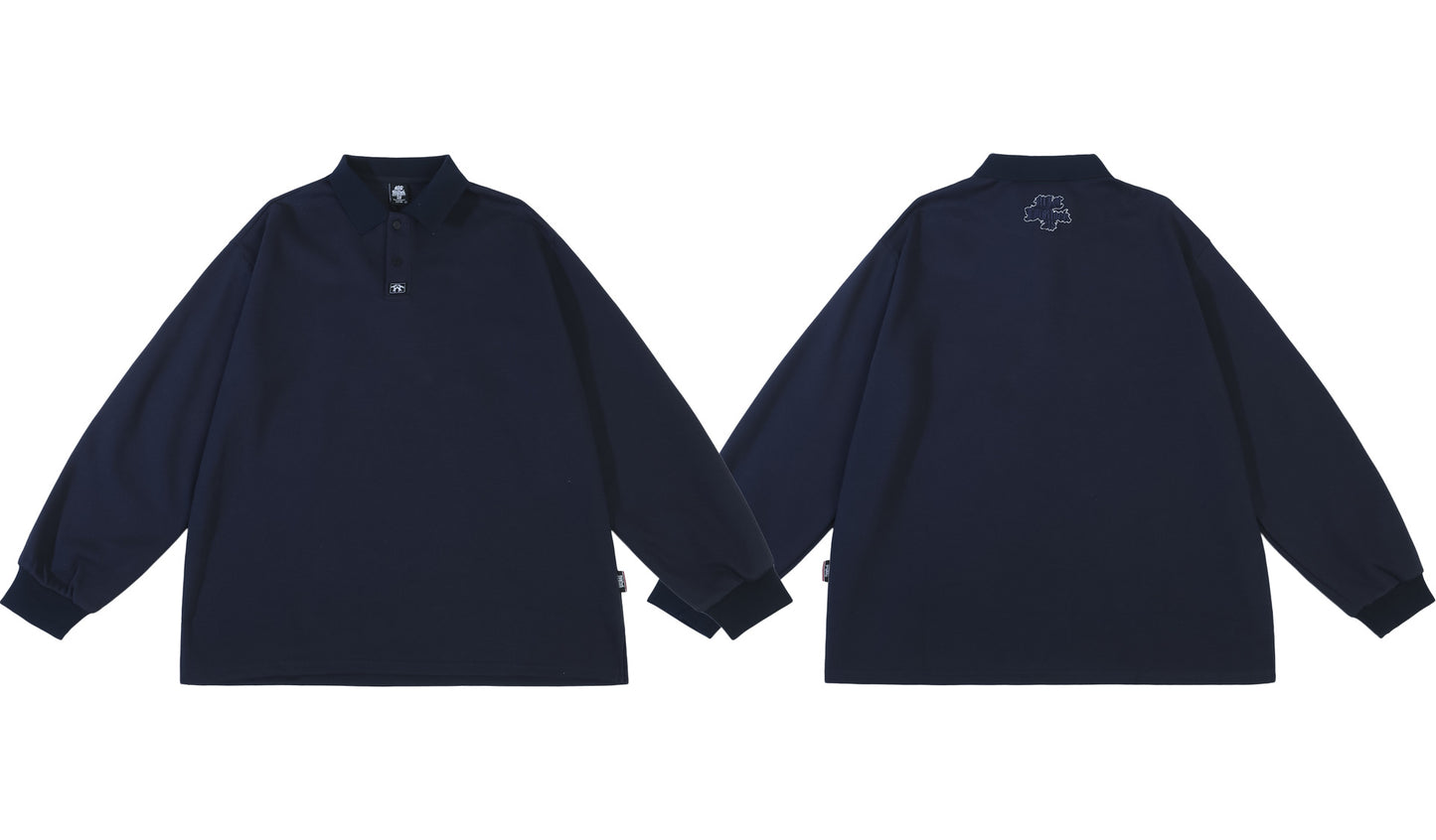 𝔾𝕣𝕠𝕦𝕟𝕕ℤ𝕖𝕣𝕠🎭♠墨西哥♠匪幫⚂24-25⚅早秋系列美式嘻哈上衣電繡翻領長袖6色Polo衫