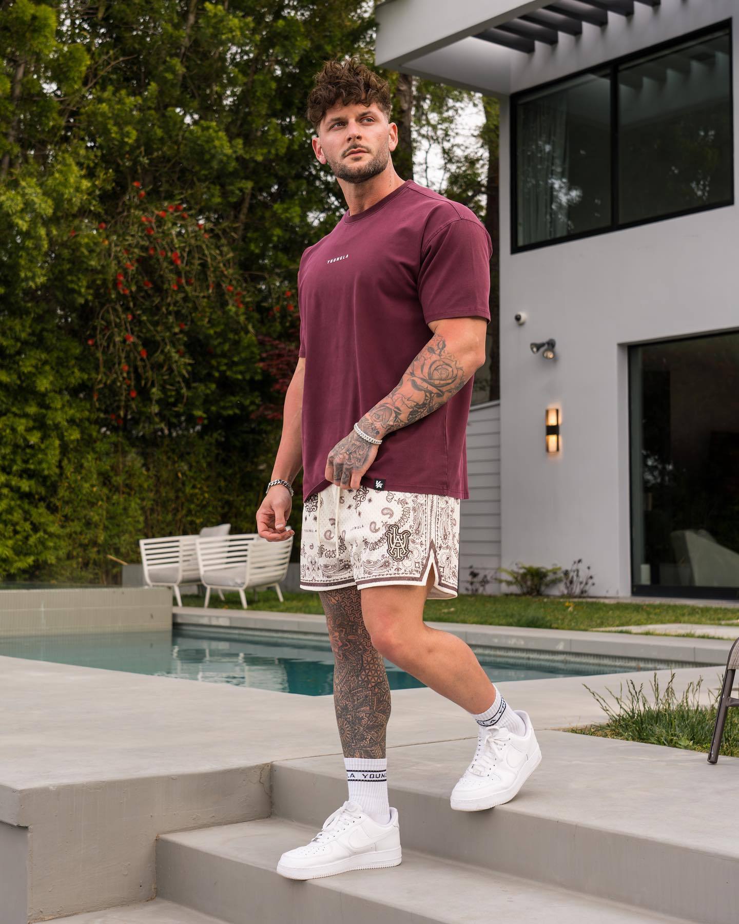 G.Z 邁阿密南岸✥𝔾𝕣𝕠𝕦𝕟𝕕ℤ𝕖𝕣𝕠®✥2024南裝大佬/G.Z美式束口腰果花變形蟲電繡字體四分男女情侶休閒居家8色短褲