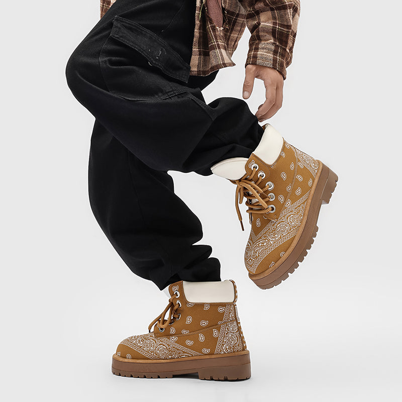 𝔾𝕣𝕠𝕦𝕟𝕕ℤ𝕖𝕣𝕠®-Flexing-shoes✥2026✥美式🔥復古經典中筒腰果花休閒靴子YZ10