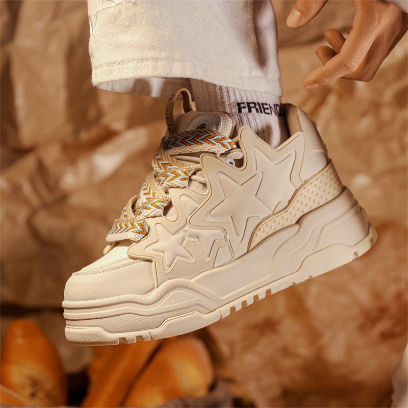GZ Flexing shoes 2024 歐美街頭設計感時尚星星奶油麵包增高滑板鞋