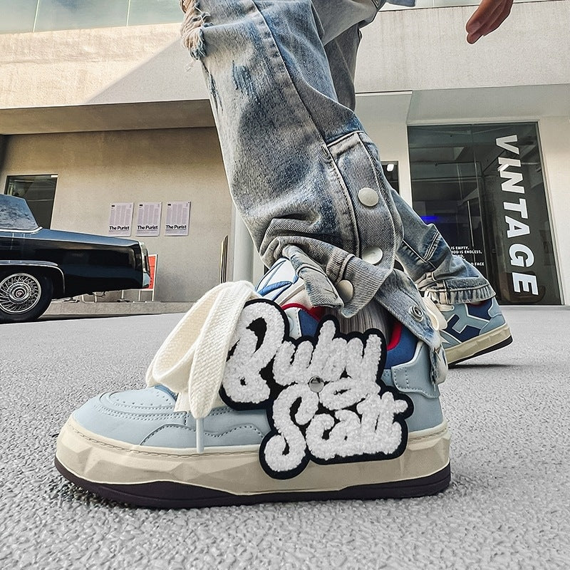 𝔾𝕣𝕠𝕦𝕟𝕕ℤ𝕖𝕣𝕠®-Flexing-shoes✥2024✥歐美刺繡鑽石造型毛巾貼布情侶滑板鞋休閒鞋