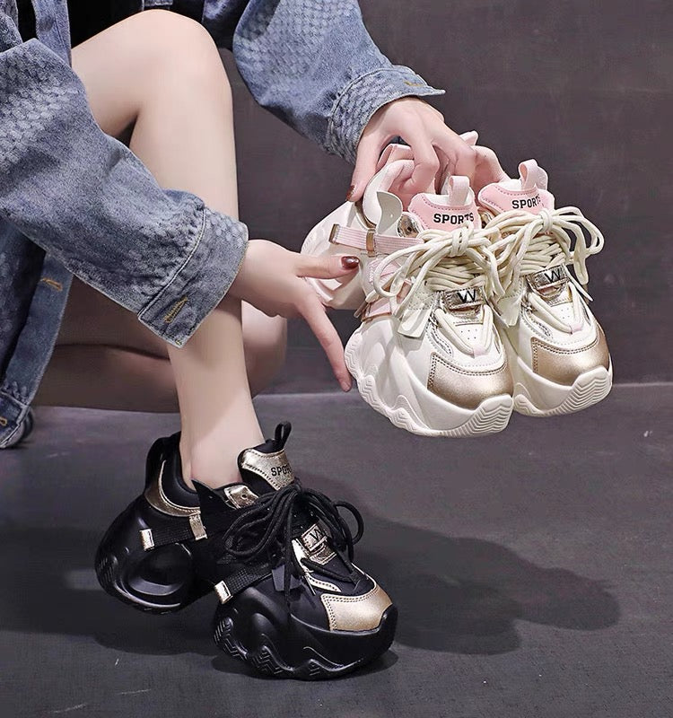 𝔾𝕣𝕠𝕦𝕟𝕕ℤ𝕖𝕣𝕠®-Flexing-shoes✥2024✥美式新潮流超激增高保底8cm減壓雙拼色女款老爹鞋FG1(現貨)