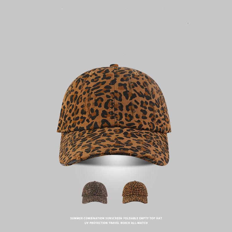 ✥𝔾𝕣𝕠𝕦𝕟𝕕ℤ𝕖𝕣𝕠®✥Deluxe2024年/美式嘻哈休閒秋冬新款破壞洞洞豹紋復古老帽棒球帽