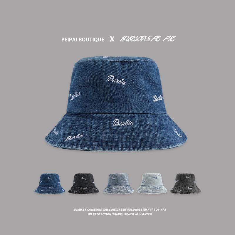 ✥𝔾𝕣𝕠𝕦𝕟𝕕ℤ𝕖𝕣𝕠®✥Deluxe2024年/美式嘻哈休閒秋冬新款滿版刺繡牛仔布漁夫帽盆帽顯臉小