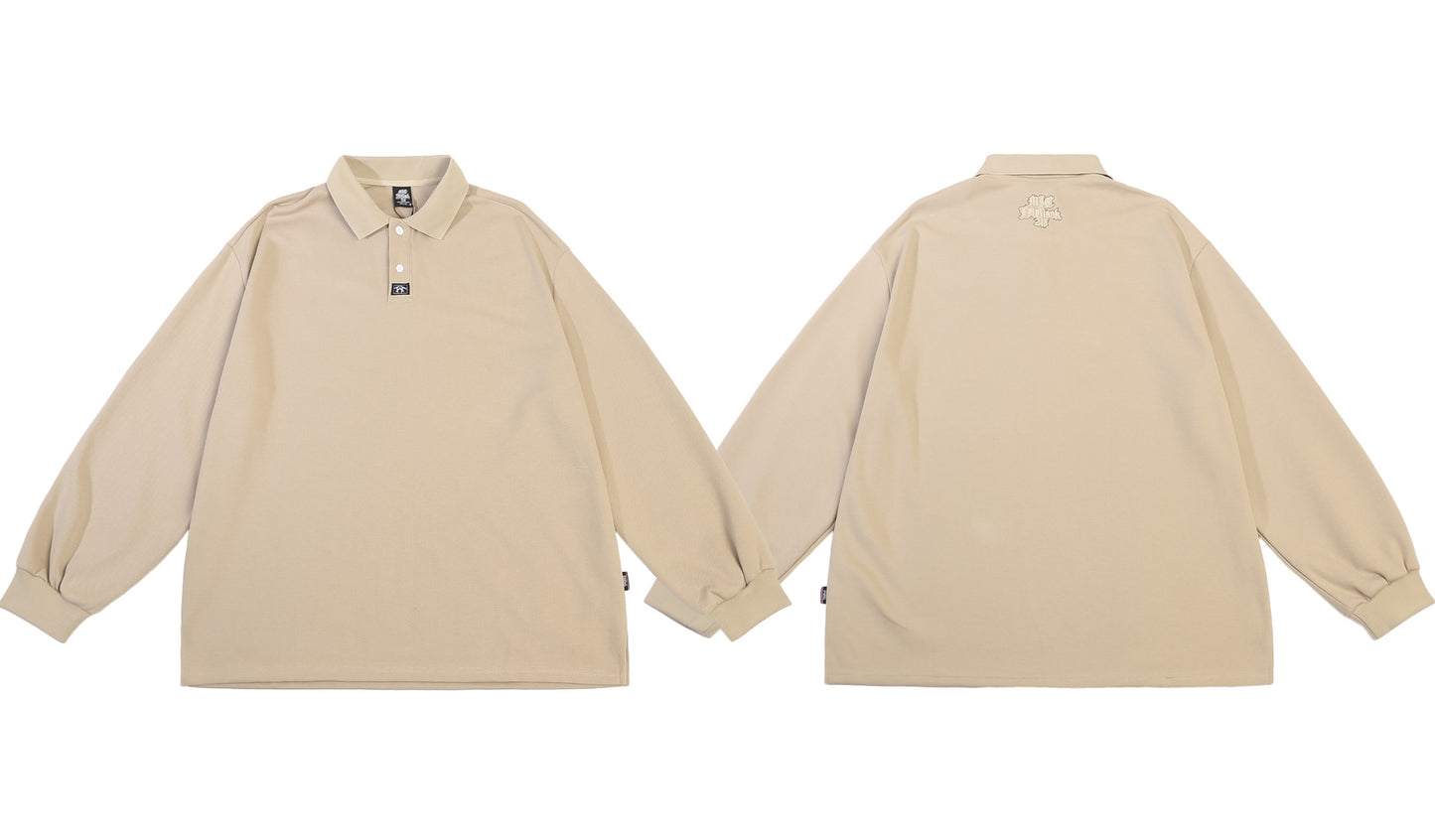 𝔾𝕣𝕠𝕦𝕟𝕕ℤ𝕖𝕣𝕠🎭♠墨西哥♠匪幫⚂24-25⚅早秋系列美式嘻哈上衣電繡翻領長袖6色Polo衫