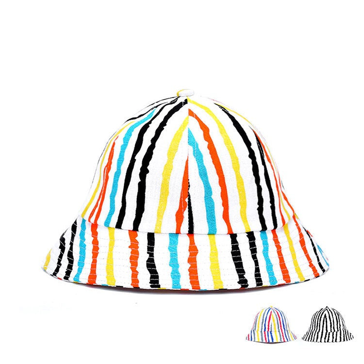 ✥𝔾𝕣𝕠𝕦𝕟𝕕ℤ𝕖𝕣𝕠®✥Deluxe2024年/美式嘻哈休閒彩色直條紋遮陽漁夫帽盆帽