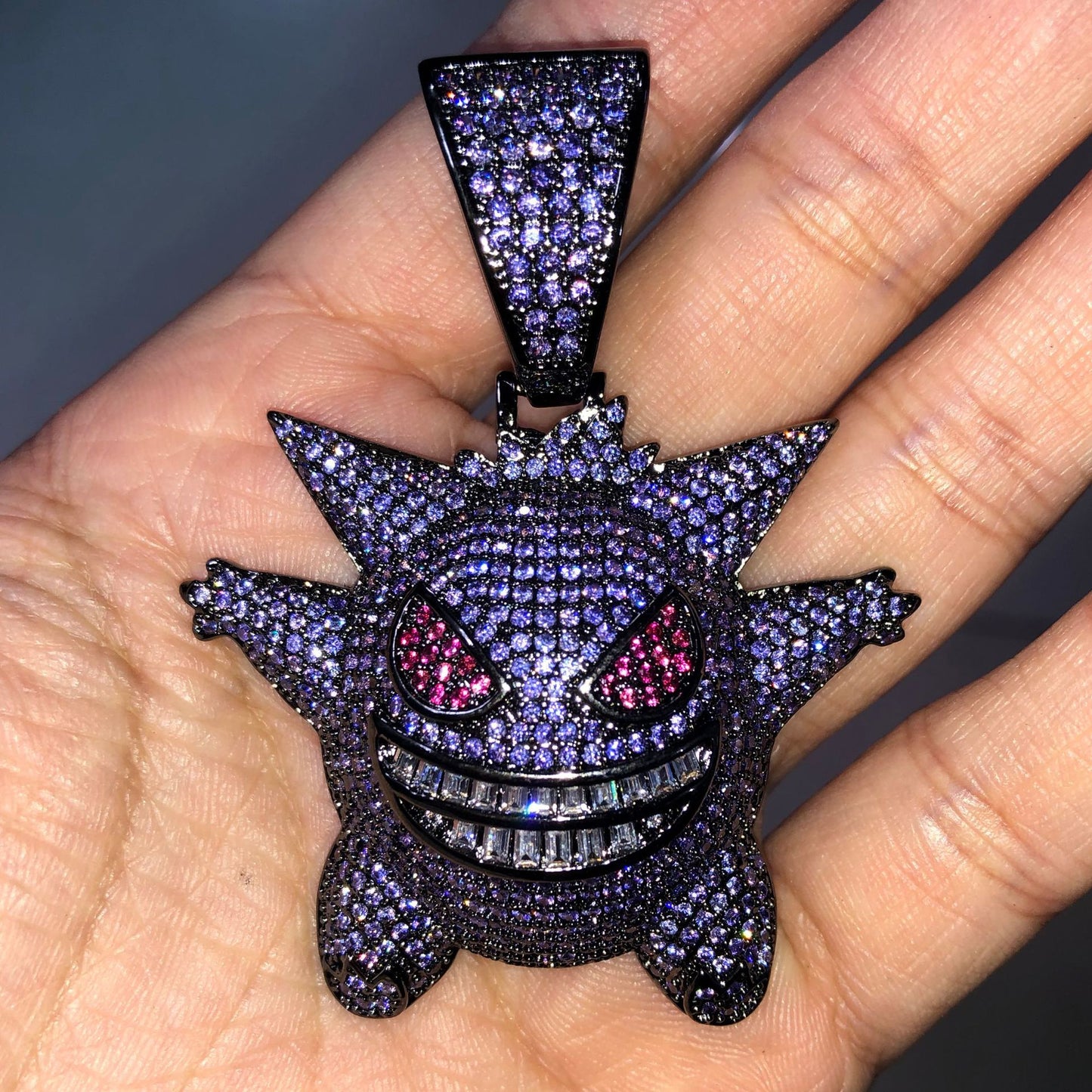 Flexing精品✥𝔾𝕣𝕠𝕦𝕟𝕕ℤ𝕖𝕣𝕠®✥歐美嘻哈INS耿鬼滿鑽不鏽鋼吊飾中性男女街頭項鍊