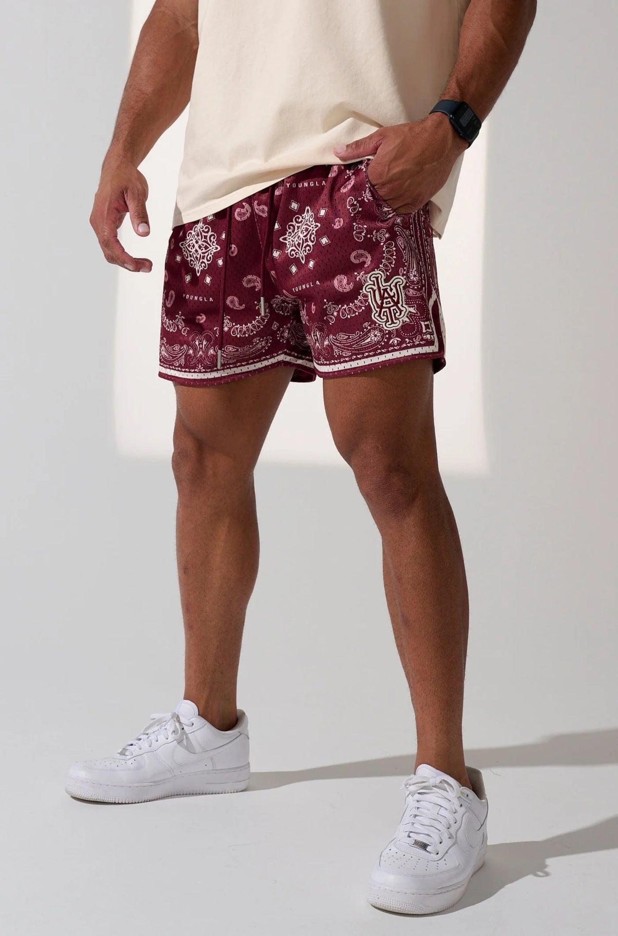 G.Z 邁阿密南岸✥𝔾𝕣𝕠𝕦𝕟𝕕ℤ𝕖𝕣𝕠®✥2024南裝大佬/G.Z美式束口腰果花變形蟲電繡字體四分男女情侶休閒居家8色短褲