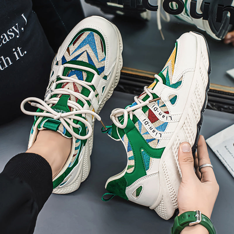 𝔾𝕣𝕠𝕦𝕟𝕕ℤ𝕖𝕣𝕠®-Flexing-shoes✥2025✥美式夏季新款麂皮花布厚底男女中性休閒運動鞋HX2(39-46碼)