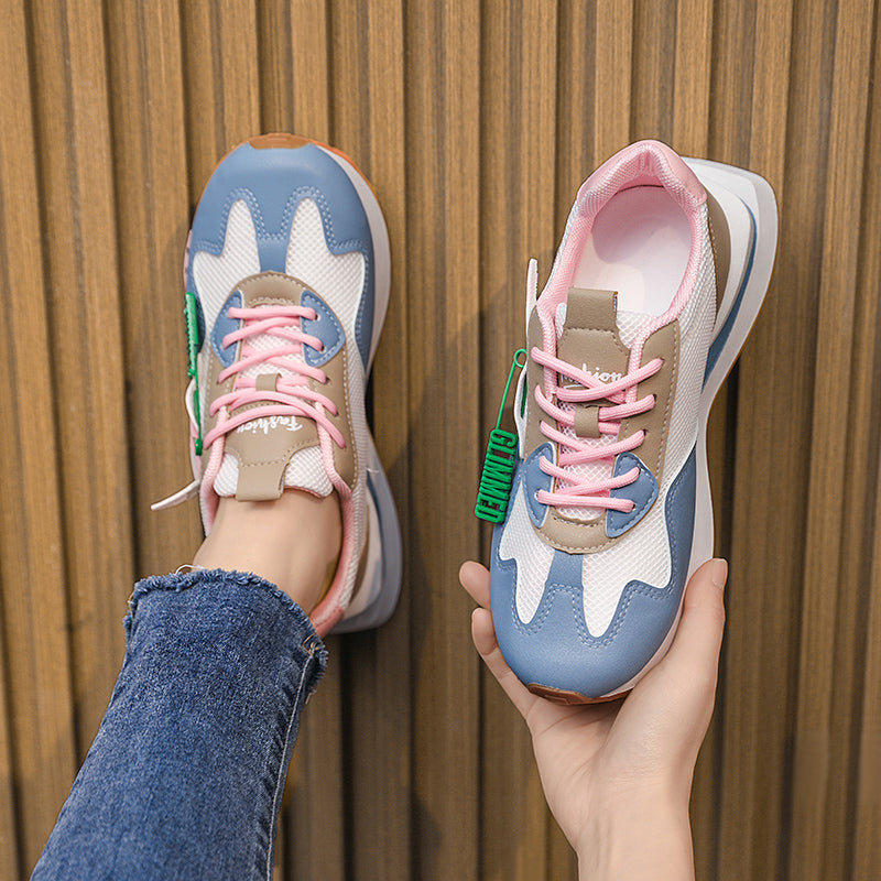 𝔾𝕣𝕠𝕦𝕟𝕕ℤ𝕖𝕣𝕠®-Flexing-shoes✥2025年✥美式新款別針字母拼色增高5cm少女風女款老爹走路鞋(35-41號)W068