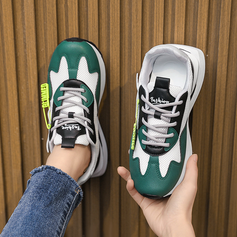 𝔾𝕣𝕠𝕦𝕟𝕕ℤ𝕖𝕣𝕠®-Flexing-shoes✥2025年✥美式新款別針字母拼色增高5cm少女風女款老爹走路鞋(35-41號)W068