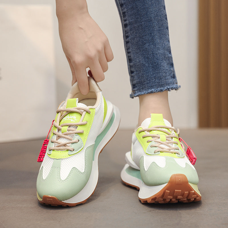 𝔾𝕣𝕠𝕦𝕟𝕕ℤ𝕖𝕣𝕠®-Flexing-shoes✥2025年✥美式新款別針字母拼色增高5cm少女風女款老爹走路鞋(35-41號)W068