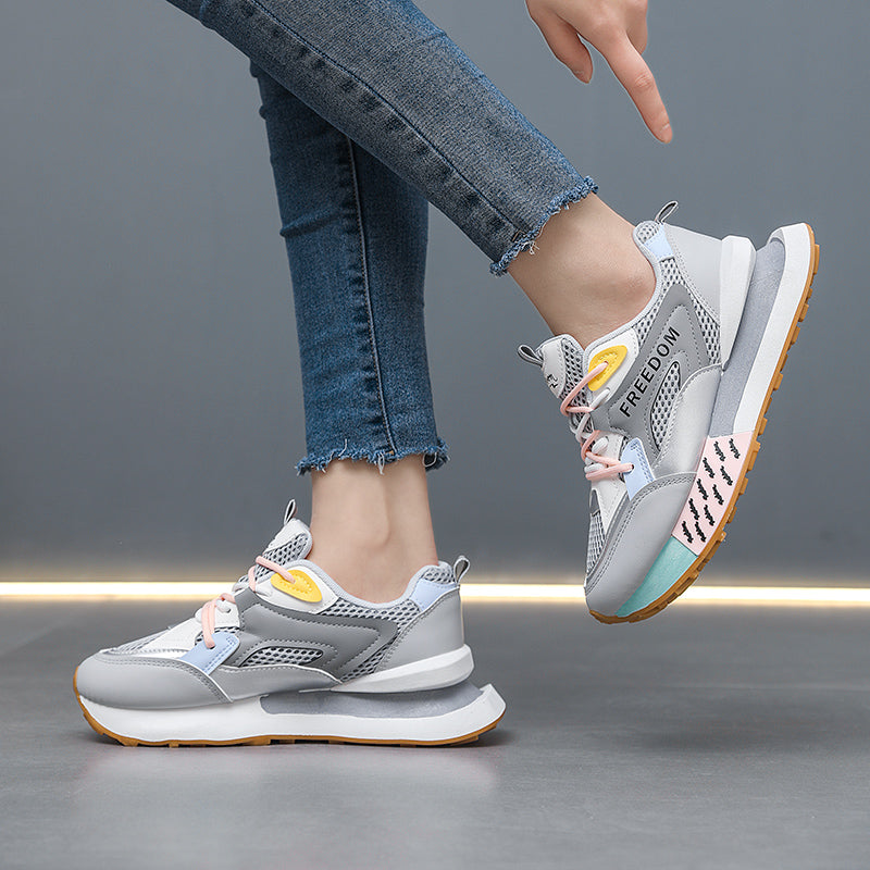 𝔾𝕣𝕠𝕦𝕟𝕕ℤ𝕖𝕣𝕠®-Flexing-shoes✥2025年✥美式新款靚彩拼色增高5cm可愛風女款老爹走路鞋(35-41號)W078