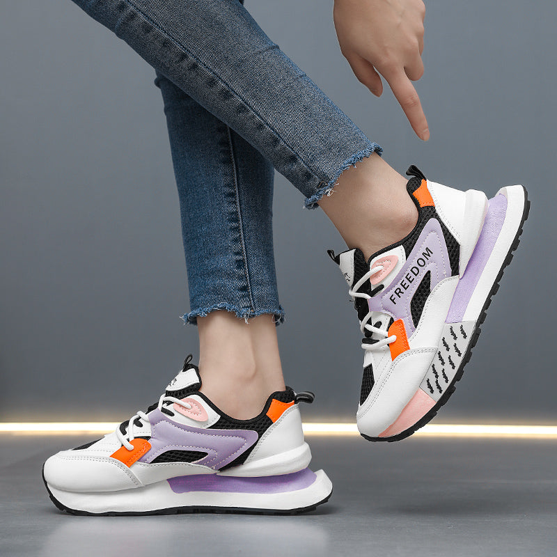 𝔾𝕣𝕠𝕦𝕟𝕕ℤ𝕖𝕣𝕠®-Flexing-shoes✥2025年✥美式新款靚彩拼色增高5cm可愛風女款老爹走路鞋(35-41號)W078