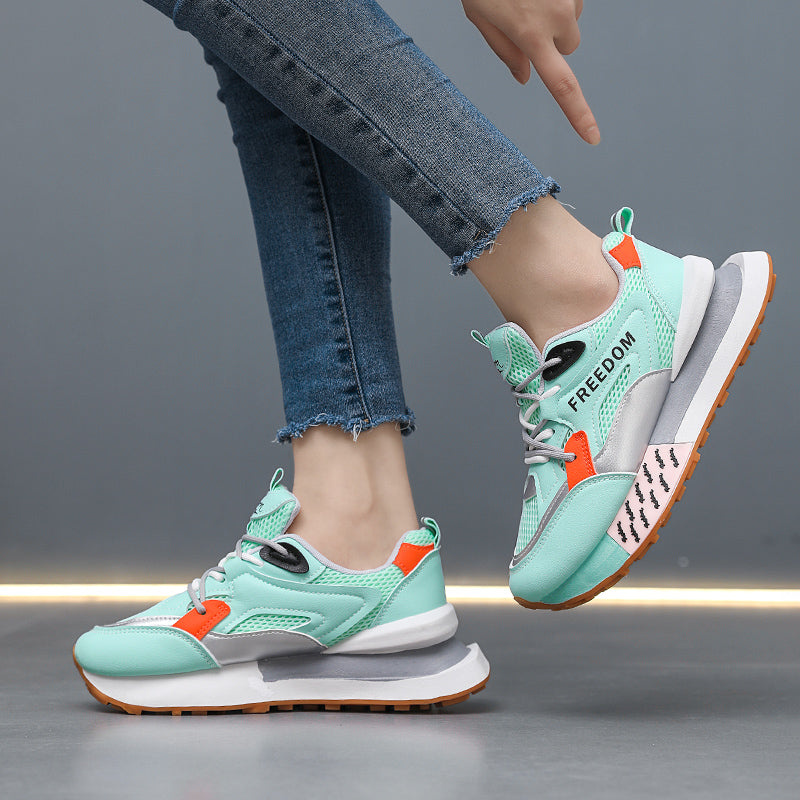 𝔾𝕣𝕠𝕦𝕟𝕕ℤ𝕖𝕣𝕠®-Flexing-shoes✥2025年✥美式新款靚彩拼色增高5cm可愛風女款老爹走路鞋(35-41號)W078