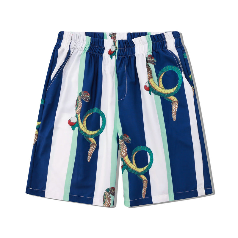 G.Z 邁阿密南岸✥𝔾𝕣𝕠𝕦𝕟𝕕ℤ𝕖𝕣𝕠®✥2024南裝大佬/美式休閒嘻哈藍白條紋白男女中性襯衫短褲套裝