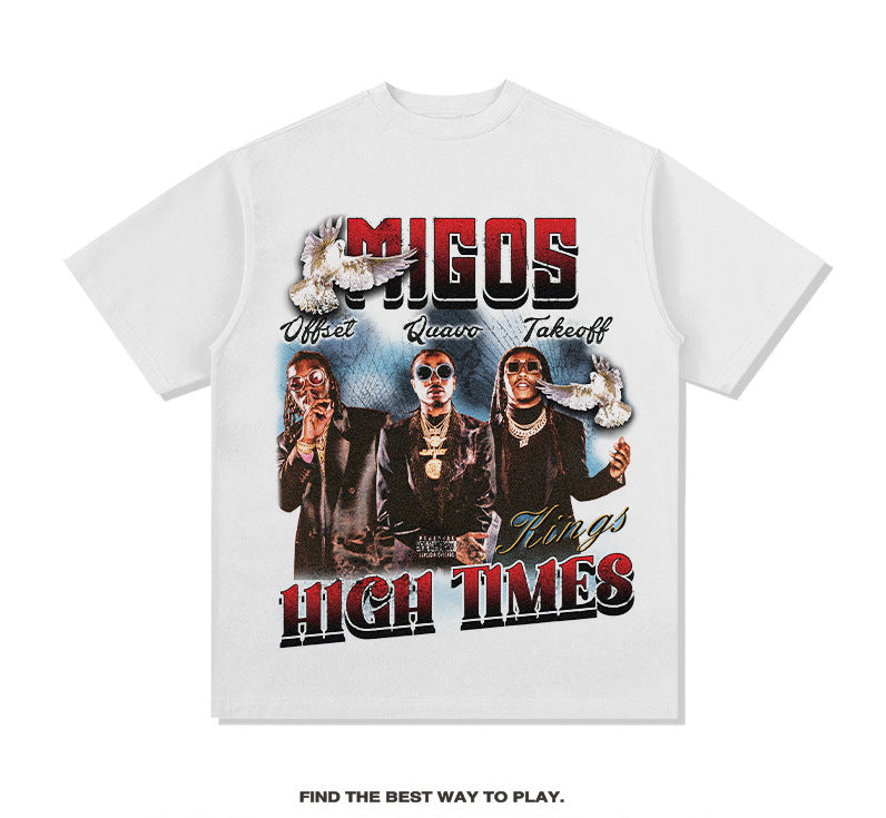 G.Z マイアミ サウスショア✥𝔾𝕣𝕠𝕦𝕟𝕕ℤ𝕖𝕣𝕠®✥2023 サウススーツ ビッグガイ/極厚パウンド アメカジ カジュアル ミーゴス ヘビーウェイト ニュートラル 半袖 Tシャツ