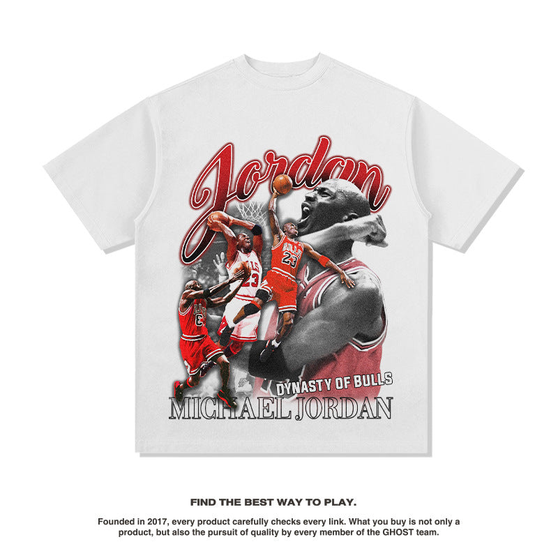 G.Z 邁阿密南岸✥𝔾𝕣𝕠𝕦𝕟𝕕ℤ𝕖𝕣𝕠®✥2023南裝大佬/超厚磅-美式休閒97'年滿版芝加哥喬丹重磅數中性短袖T-Shirt