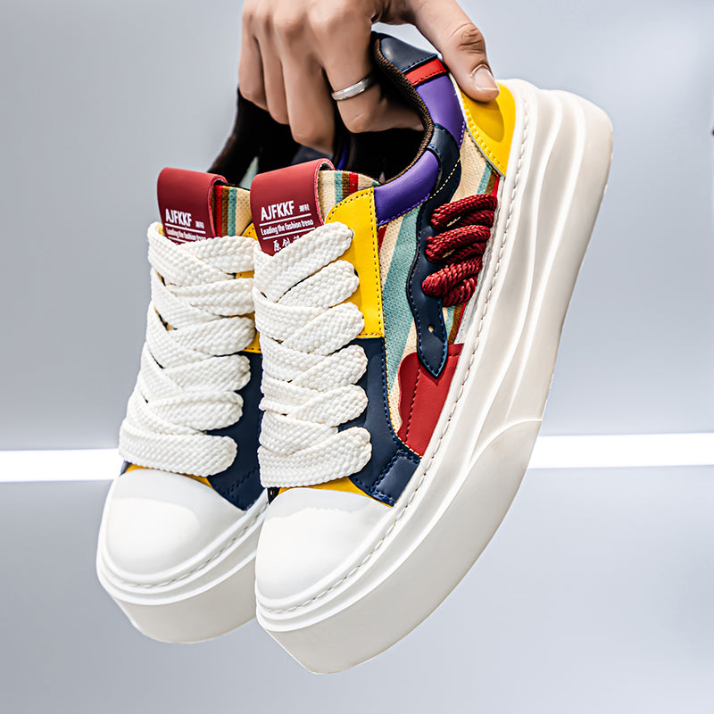 𝔾𝕣𝕠𝕦𝕟𝕕ℤ𝕖𝕣𝕠®-Flexing-shoes✥2025✥美式夏季新款透氣拚彩增高平底休閒滑板鞋LH591