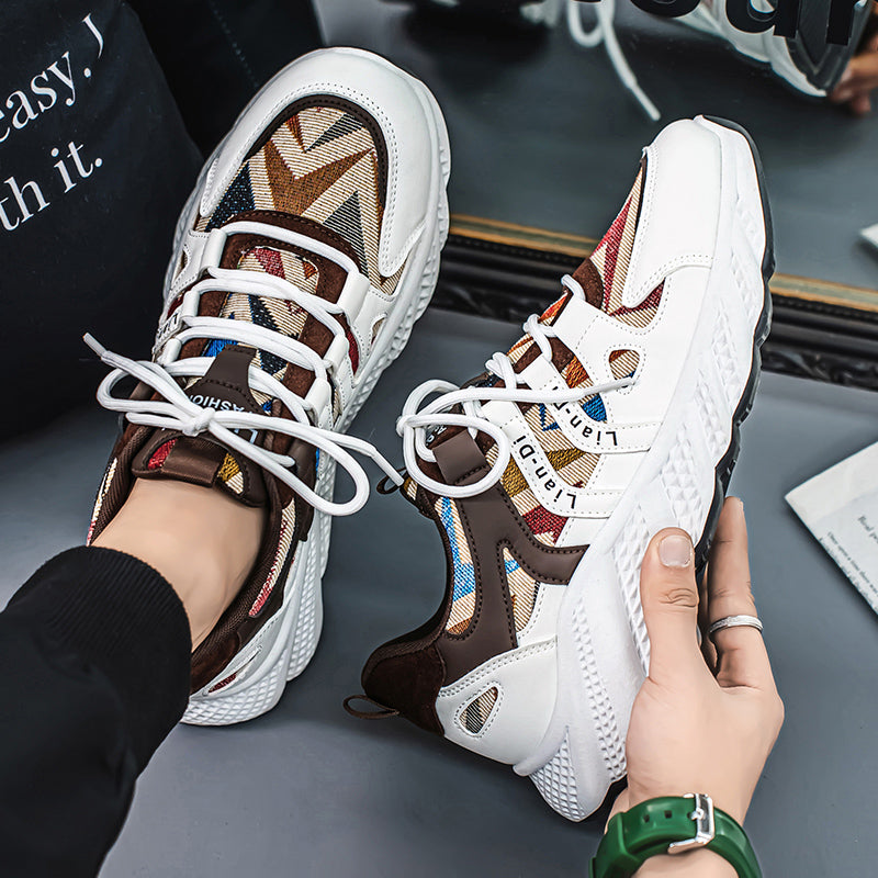 𝔾𝕣𝕠𝕦𝕟𝕕ℤ𝕖𝕣𝕠®-Flexing-shoes✥2025✥美式夏季新款麂皮花布厚底男女中性休閒運動鞋HX2(39-46碼)