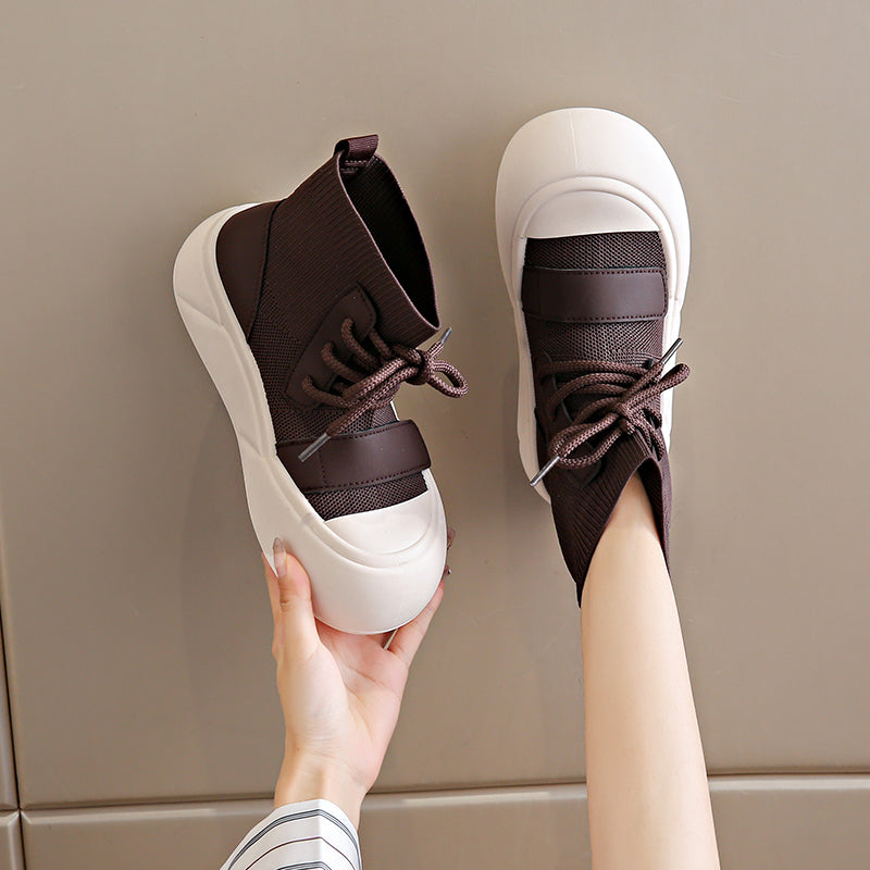 𝔾𝕣𝕠𝕦𝕟𝕕ℤ𝕖𝕣𝕠®-Flexing-shoes✥2024✥美式厚底增高少女感襪套女款麵包鞋走路鞋(現貨)