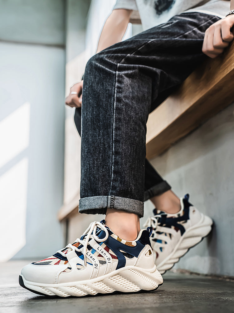 𝔾𝕣𝕠𝕦𝕟𝕕ℤ𝕖𝕣𝕠®-Flexing-shoes✥2025✥美式夏季新款麂皮花布厚底男女中性休閒運動鞋HX2(39-46碼)