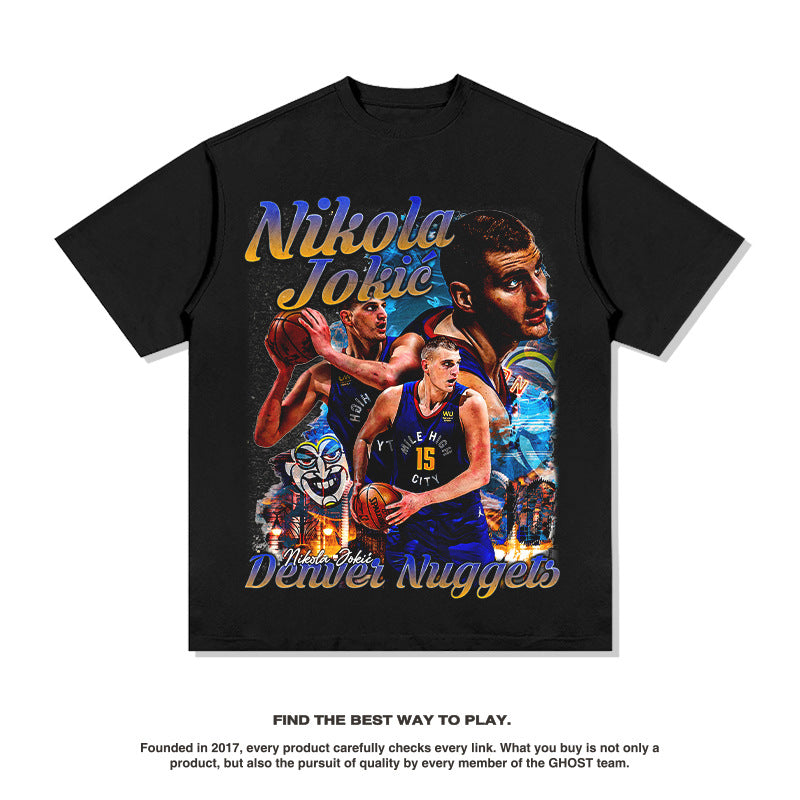 G.Z 邁阿密南岸✥𝔾𝕣𝕠𝕦𝕟𝕕ℤ𝕖𝕣𝕠®✥2023南裝大佬/超厚磅-美式休閒小丑尼古拉·約基奇重磅數中性短袖T-Shirt