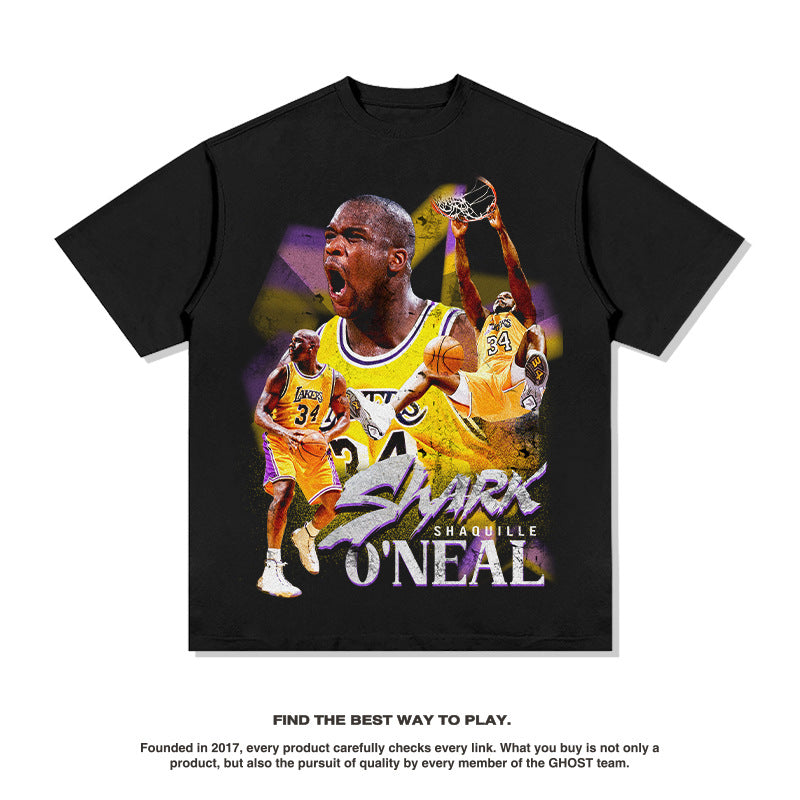 G.Z 邁阿密南岸✥𝔾𝕣𝕠𝕦𝕟𝕕ℤ𝕖𝕣𝕠®✥2023南裝大佬/超厚磅-美式休閒97'年大鯊魚歐尼爾重磅數中性短袖T-Shirt