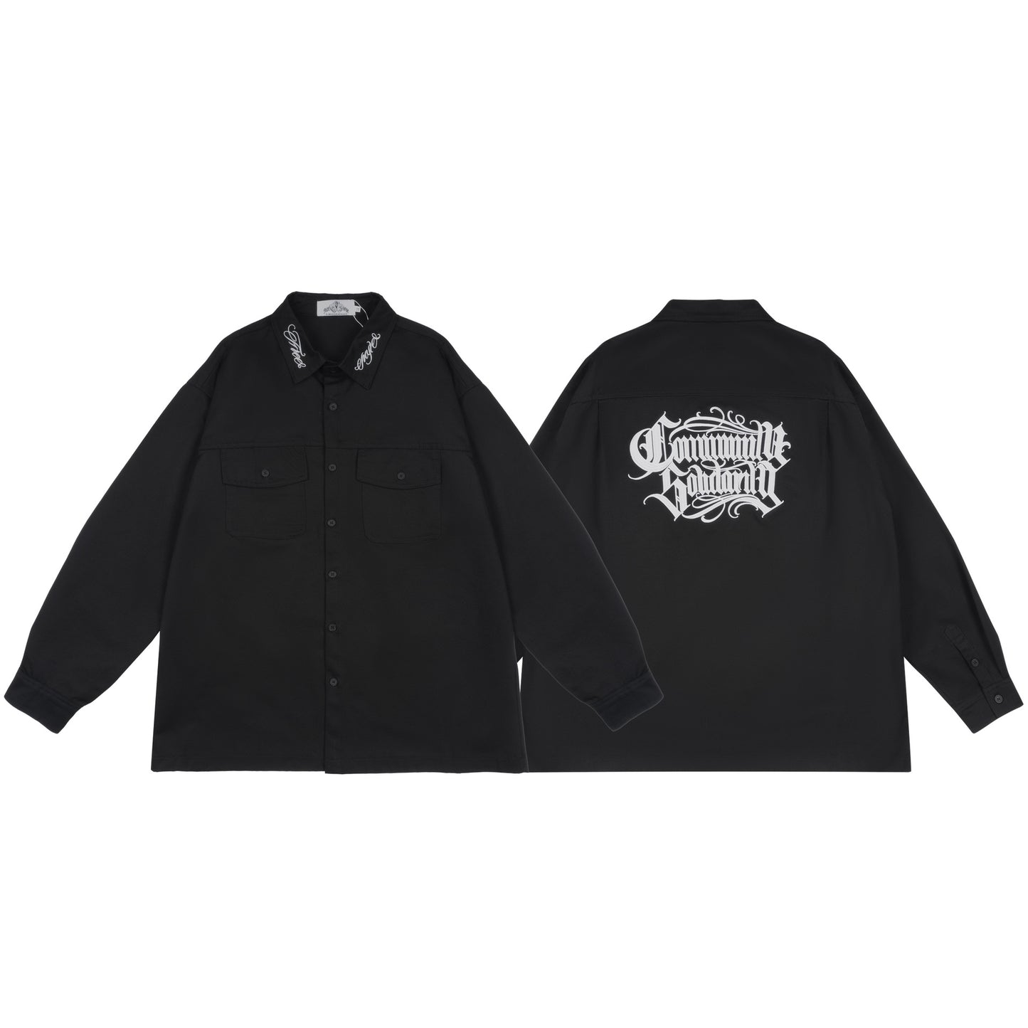 𝔾𝕣𝕠𝕦𝕟𝕕ℤ𝕖𝕣𝕠🎭♠墨西哥♠匪幫⚂24-25⚅早秋系列美式嘻哈高磅數電繡字工裝長袖寬鬆襯衫