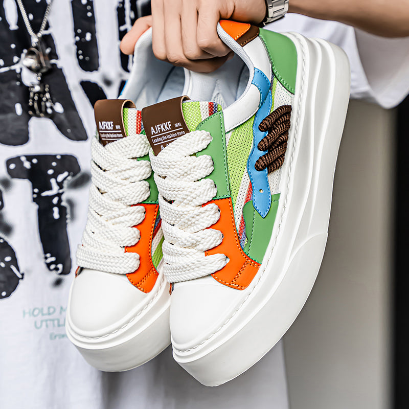 𝔾𝕣𝕠𝕦𝕟𝕕ℤ𝕖𝕣𝕠®-Flexing-shoes✥2025✥美式夏季新款透氣拚彩增高平底休閒滑板鞋LH591