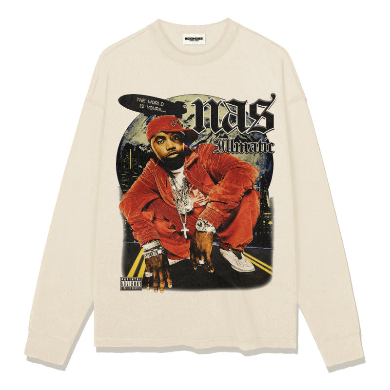 G.Z 邁阿密南岸✥𝔾𝕣𝕠𝕦𝕟𝕕ℤ𝕖𝕣𝕠®✥2024南裝大佬/美式嘻哈Nas寬鬆厚磅數純棉男女中性T-Shirt上衣