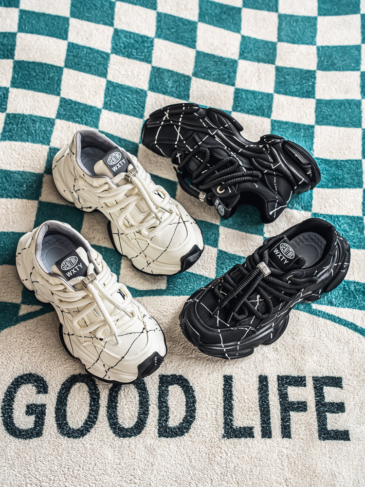 𝔾𝕣𝕠𝕦𝕟𝕕ℤ𝕖𝕣𝕠®-Flexing-shoes✥25-26✥美式新款潑墨線條增高加厚休閒老爹鞋C5560