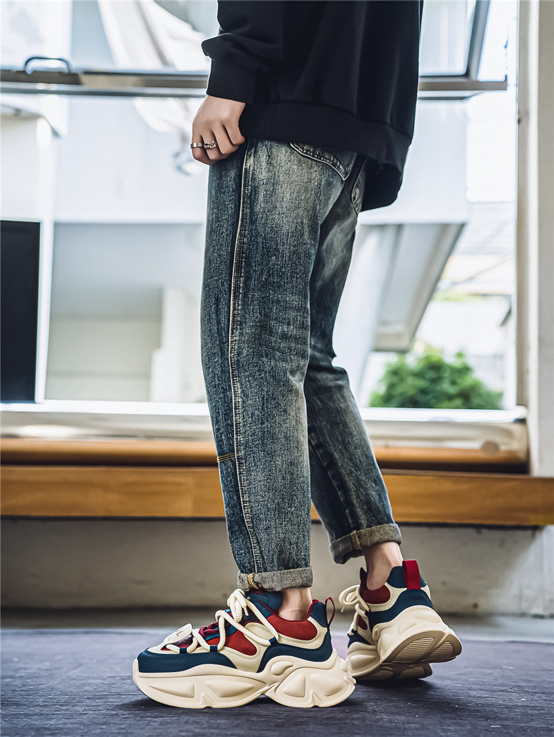 𝔾𝕣𝕠𝕦𝕟𝕕ℤ𝕖𝕣𝕠®-Flexing-shoes✥2024✥美式秋冬款復古拼色增高男女中性老爹休閒鞋Y7072