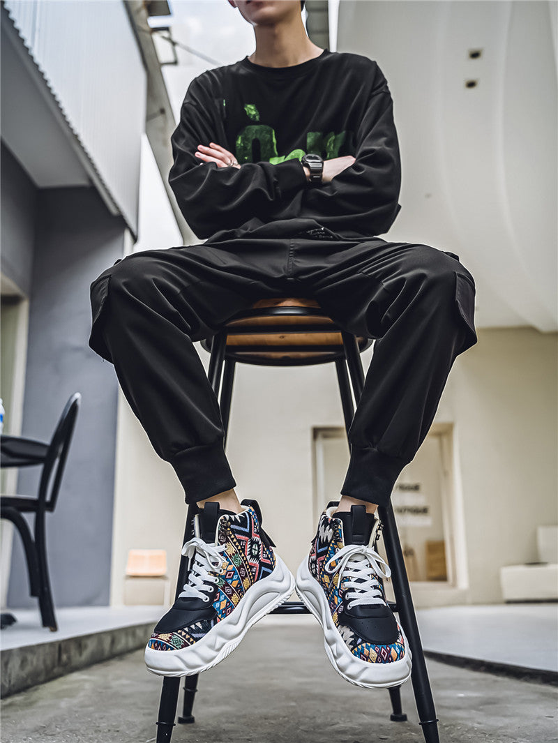 𝔾𝕣𝕠𝕦𝕟𝕕ℤ𝕖𝕣𝕠®-Flexing-shoes✥2024✥美式復古增高圖騰老花中高筒男女中性老爹休閒鞋TX36