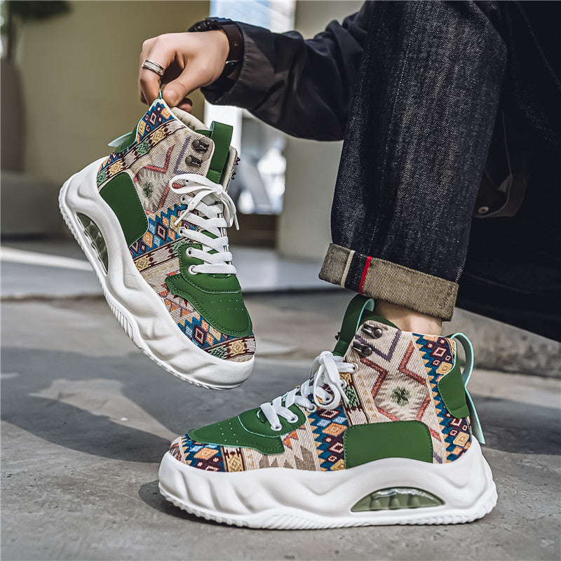 𝔾𝕣𝕠𝕦𝕟𝕕ℤ𝕖𝕣𝕠®-Flexing-shoes✥2024✥美式復古增高圖騰老花中高筒男女中性老爹休閒鞋TX36