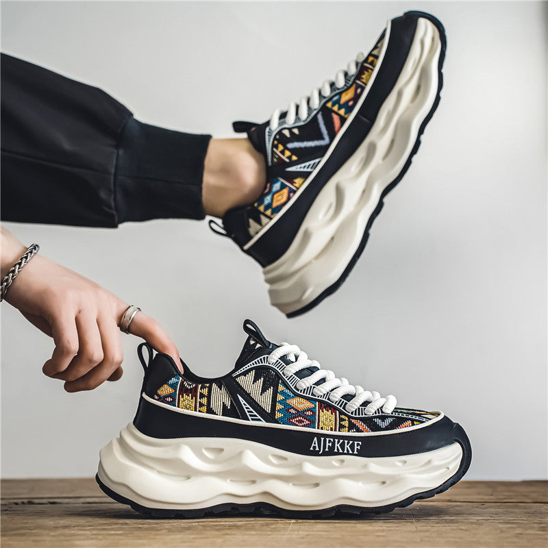 𝔾𝕣𝕠𝕦𝕟𝕕ℤ𝕖𝕣𝕠®-Flexing-shoes✥2024✥美式復古vintage民族風增高加厚情侶男女走路鞋運動鞋C7109